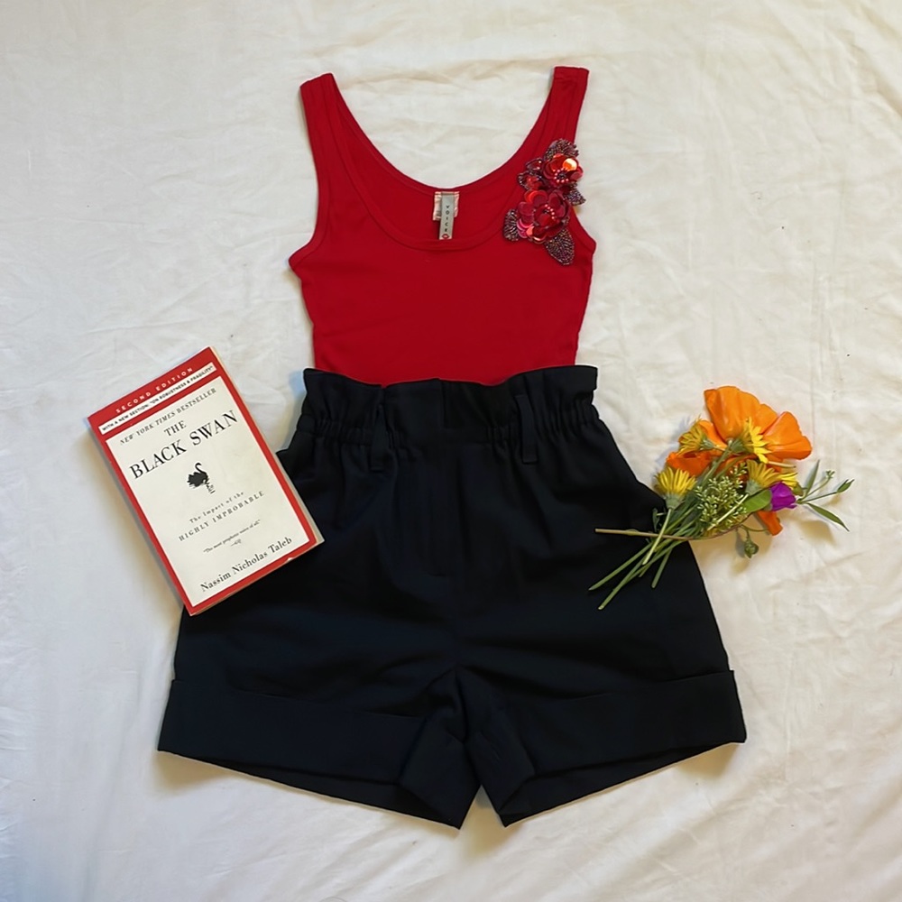 Vintage Ribbed Tank with Sequin Flower size XS